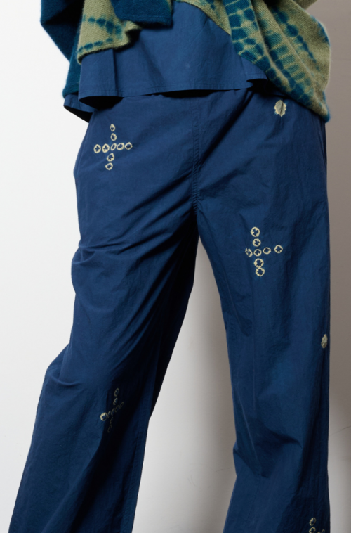 Pantalon Marine à Motifs Kaki