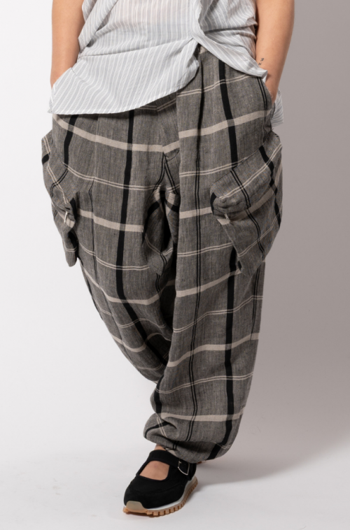 PANTALON À CARREAUX GRIS