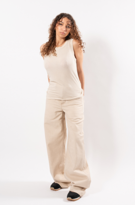 PANTALON EN DENIM BLANC CASSÉ