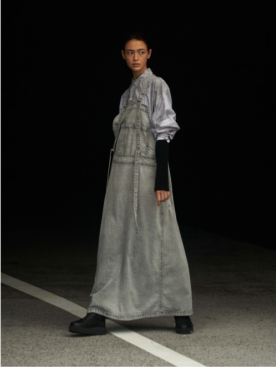 Robe tablier en coton denim gris Y's Yohji Yamamoto pour femme