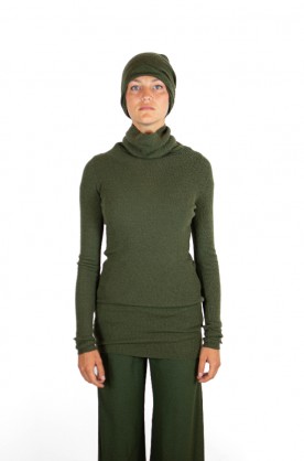 Pull col roulé green